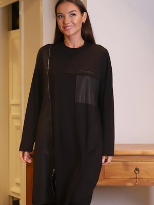 Siyah Uzun Kollu Fermuarlı Tunik