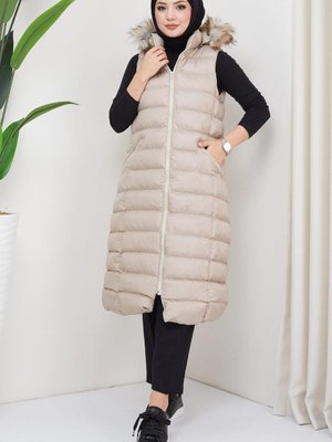 Büyük Beden Şişme Yelek Bej Büyük Beden Şişme Yelek Bej