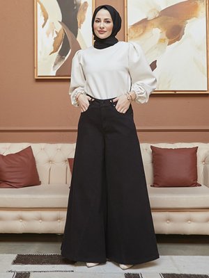 Siyah Denim Pantolon Etek