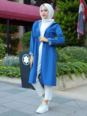 Trençkot Koyu İndigo