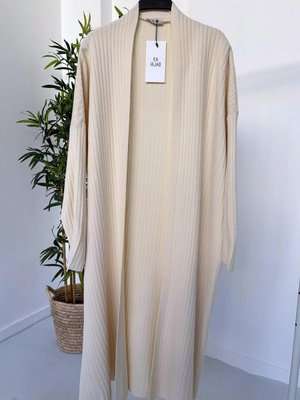 Fitilli Uzun Triko Hırka Bej