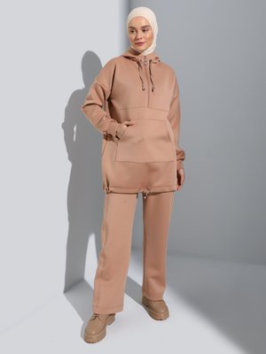 Bej Scuba Tunik & Pantolon İkili Eşofman Takımı
