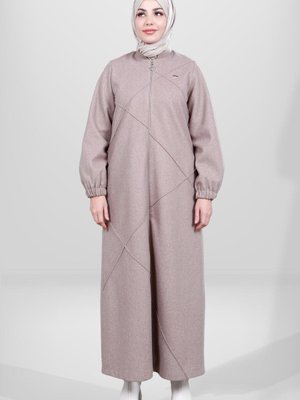 Fermuarlı Vizon Kaşe Manto Fermuarlı Vizon Kaşe Manto