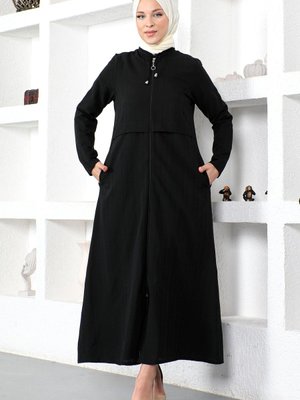 Fermuarlı Ferace Siyah