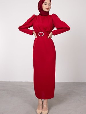 Kalem Çapraz Kuşaklı Abiye Elbise