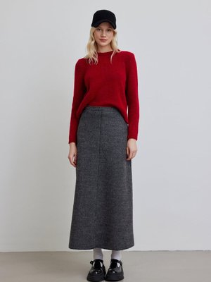 Dikiş Detaylı Yünlü Etek Antrasit Dikiş Detaylı Yünlü Etek Antrasit