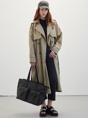 Düğmeli Kruvaze Trençkot Kum Düğmeli Kruvaze Trençkot Kum