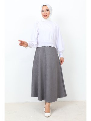 Antrasit Süet Mevlana Etek