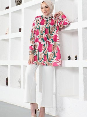 Desenli Gömlek Fuşya