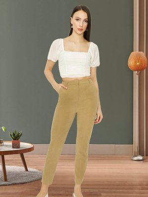 Kahverengi Süet Cigarette Pantolon Kahverengi Süet Cigarette Pantolon