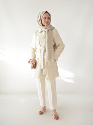 Royal Chanel İnci Düğmeli Krem Ceket