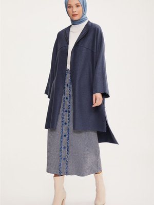 Asimetrik Oversize Hırka Morcivert