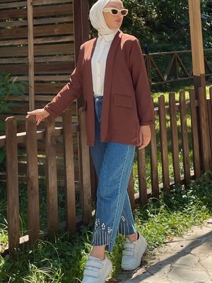 Kahverengi Sahte Cepli Ceket