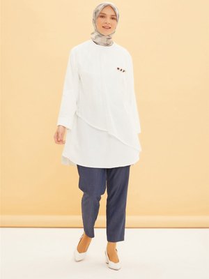 File Detaylı Tunik Beyaz File Detaylı Tunik Beyaz