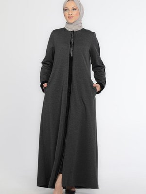 Kürklü Taşlı Gri Kışlık Ferace Kürklü Taşlı Gri Kışlık Ferace