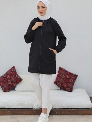 Fermuarlı Scuba Hırka Siyah