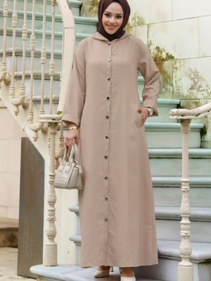 Ahsen Boydan Düğmeli Kap Vizon