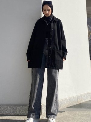 Cepli Düğmeli Kot Ceket