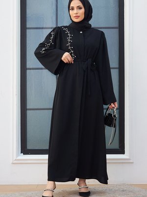 Omuzu Taşlı Abaya Siyah Omuzu Taşlı Abaya Siyah