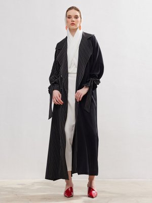 Siyah Black Line Trench Abaya