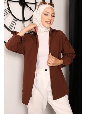 Kahverengi Salaş Basic Gömlek