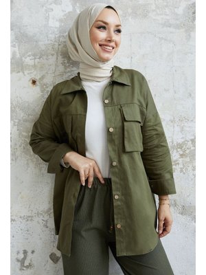 Haki Marley Torba Cep Detay Ceket