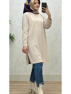 Büyük Beden Kolları Çimalı Model Tunik