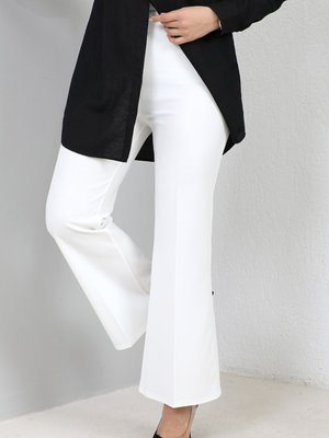 Piyale İspanyol Paça Pantolon Beyaz