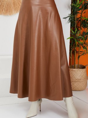 Mevlana Model Suni Deri Etek/kahve