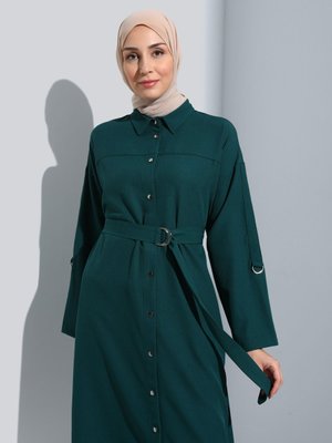 Zümrüt Krep Kumaş Uzun Kemerli Kap/pardesü Zümrüt Krep Kumaş Uzun Kemerli Kap/pardesü