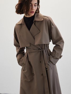 Düğmeli Kruvaze Trençkot Vizon Düğmeli Kruvaze Trençkot Vizon