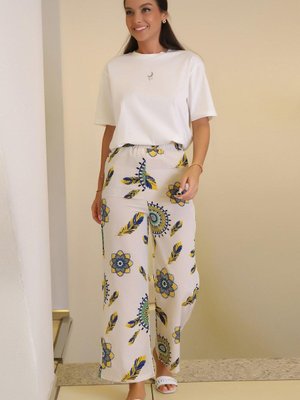 Sarı Desenli Pantolon