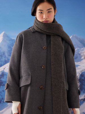 Kapüşonlu Uzun Kaban Antrasit