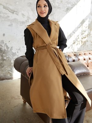 Denisa Kruvaze Kaşe Yelek Camel Denisa Kruvaze Kaşe Yelek Camel