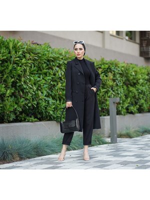 Siyah Blazer Uzun Ceket