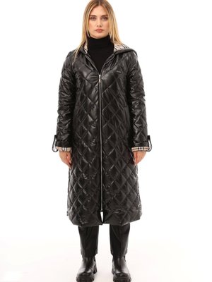 Deri Kapitone Kaban Burbry Astarlı Siyah