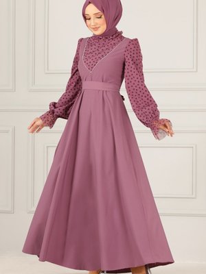 Kuşaklı Tül Elbise Gül Kurusu Kuşaklı Tül Elbise Gül Kurusu