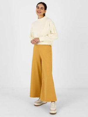 Camel Beli Lastikli Bol Paça Pantolon