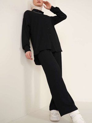 Örme İkili Takım Siyah Örme İkili Takım Siyah