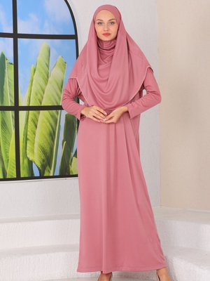 Pratik Başörtülü Tek Parça Namaz Elbisesi