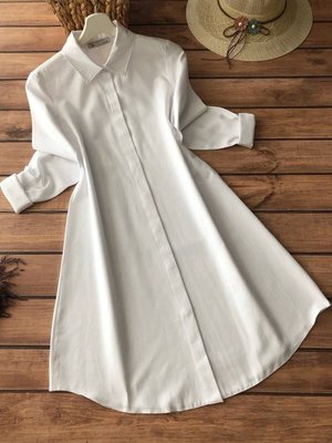 Beyaz Boyfriend Tunik Gömlek