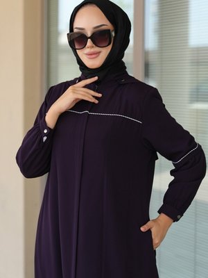 Nira Biyeli Gizli Patlı Seyyar Kapüşonlu Mürdüm