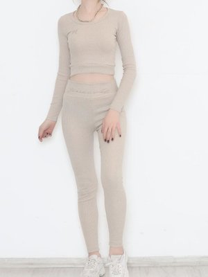 Kaşkorse Nakışlı Takım Bej