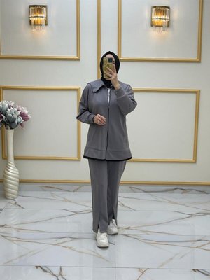 Gri Pamuklu Scuba Takım