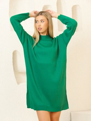 Yırtmaçlı Fitilli Triko Tunik