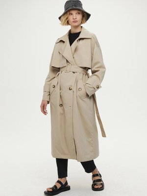 Düğmeli Kruvaze Trençkot Bej Düğmeli Kruvaze Trençkot Bej