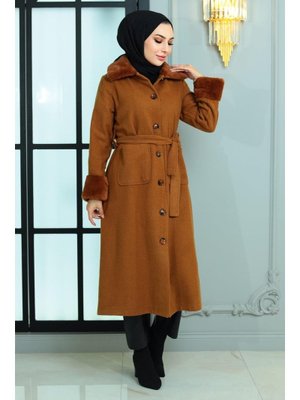 Taba Kürk Detaylı Kaşe Kaban