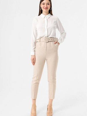 Taş Pensli Yüksek Bel Yün Efekt Pantolon Taş Pensli Yüksek Bel Yün Efekt Pantolon