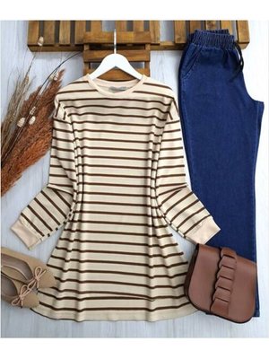 Renkli Çizgili Salaş Tunik