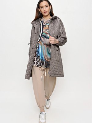 Belden Büzgülü Kapüşonlu Kapitone Mont